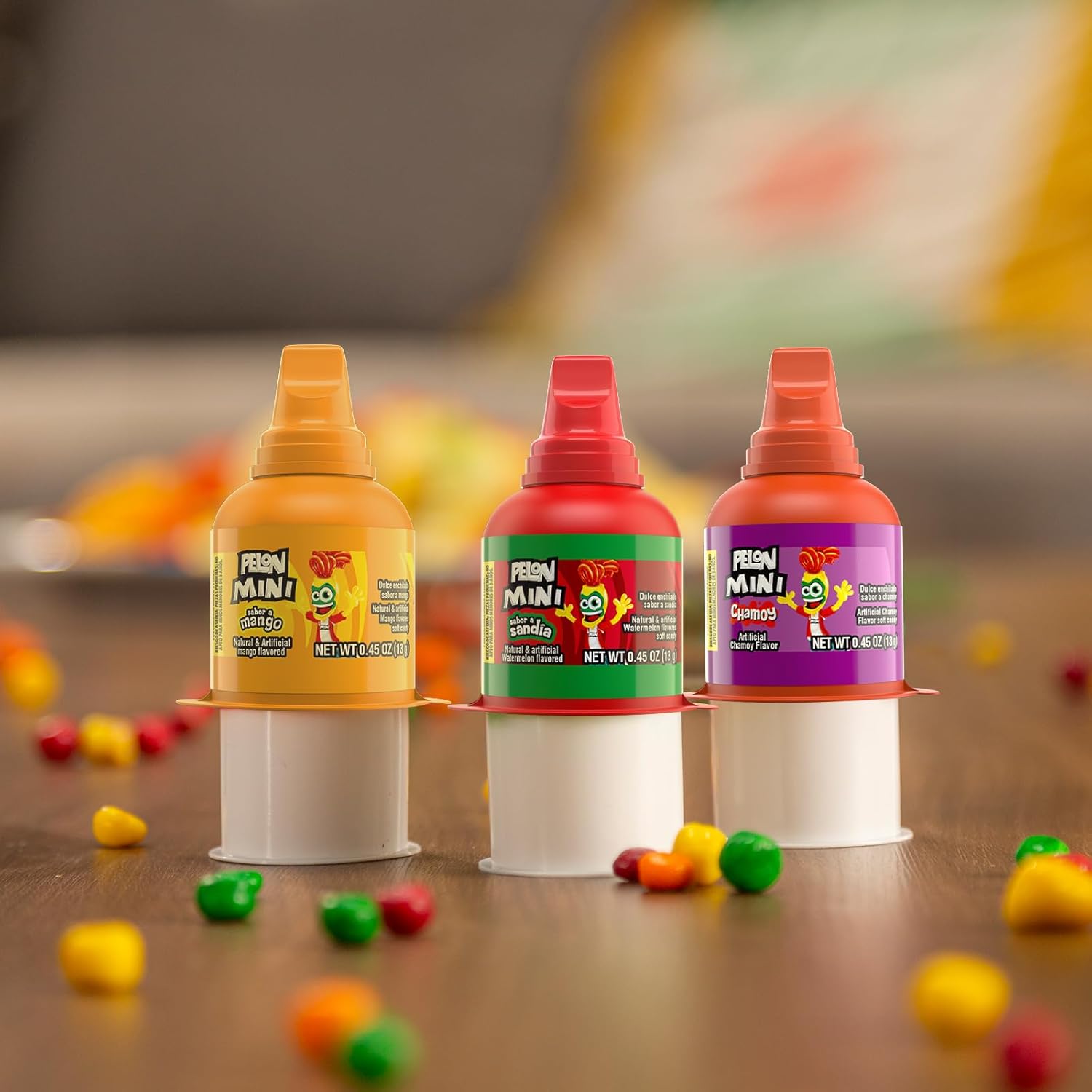 Pelon Pelo Rico Mini Squeeze Candy – Portable Mexican Snack for Picnics and Camping, Assorted Watermelon Mango Chamoy 18-Pack