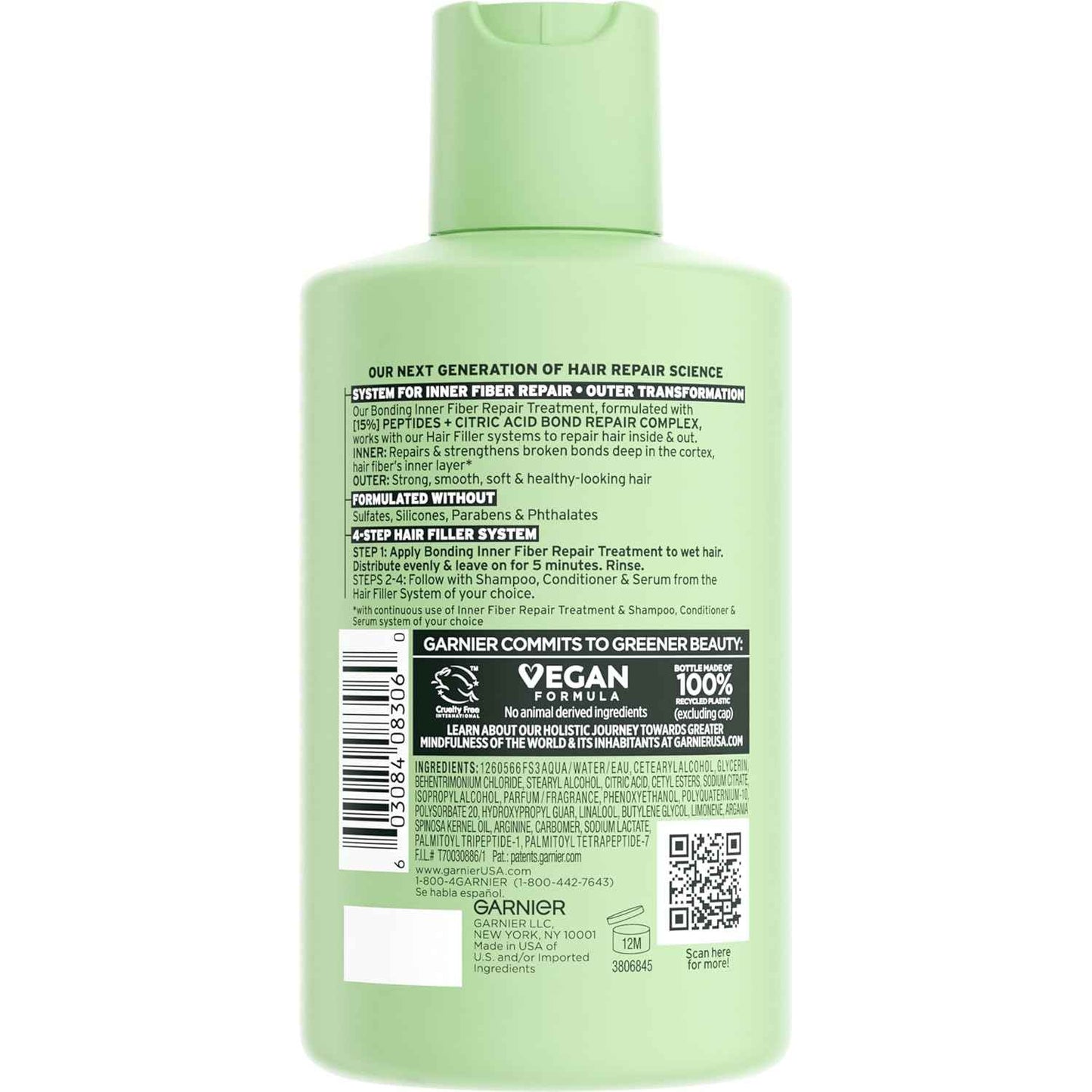 Garnier Fructis Hair Filler Bonding Treatment — Pre-Shampoo Bond Repair Ritual for Damaged Hair, 10.1 Fl Oz