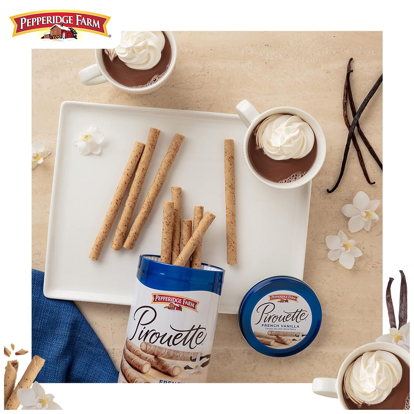 Pepperidge Farm Pirouette French Vanilla Wafers - Thoughtful Thank-You and Valentine's Day Gift in Reusable Tin