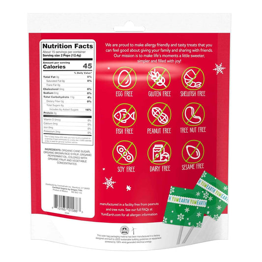 YumEarth Organic Candy Cane Lollipops - Thoughtful Housewarming Gift for Her, Allergy Friendly Holiday Candy, 30 Count Box