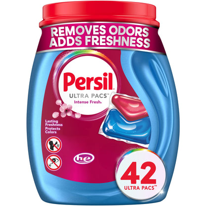 Persil Ultra Pacs Intense Fresh Laundry Detergent – Quick Cold-Wash Solution for In-Unit Laundry Closet, Productivity-Focused Stain Removal 100 Count