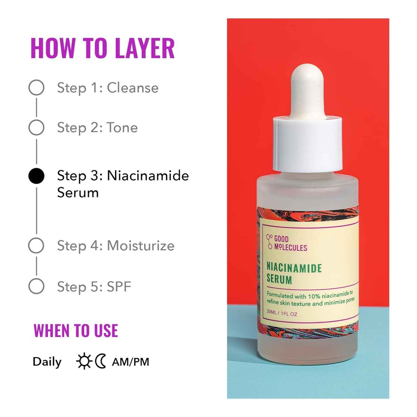 Good Molecules Niacinamide Serum – 10% Niacinamide in a Clean Single-Step Formula for Uncluttered Vanities