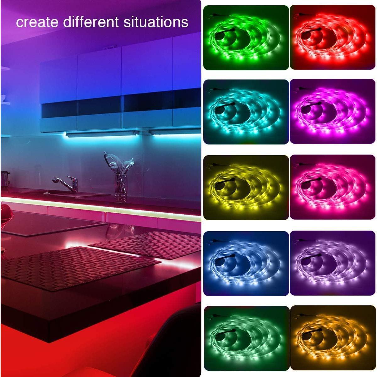 PHOPOLLO Bluetooth LED Strip Lights – Relaxing Bedroom Mood Lighting with Headache Relief Colors