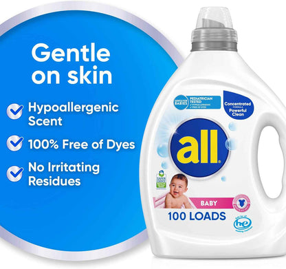 all Baby Laundry Detergent – Hypoallergenic Baby Laundry Detergent Free of Dyes and Irritants for Sensitive Family Skin