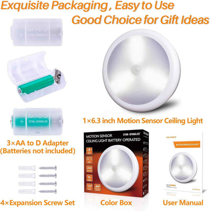 STAR-SPANGLED Motion Sensor Ceiling Light – Single Low-Profile Disc for Clutter-Free Hallways and Closets