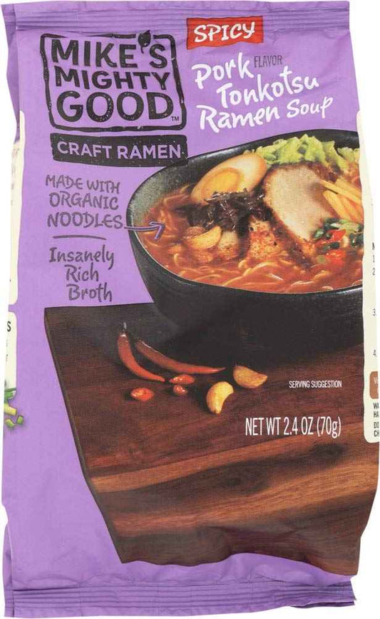 Mike's Mighty Good Tonkotsu Spicy Pillow Pack – 3-Minute Desk Lunch for Busy Professionals, No-Cleanup Focus Fuel