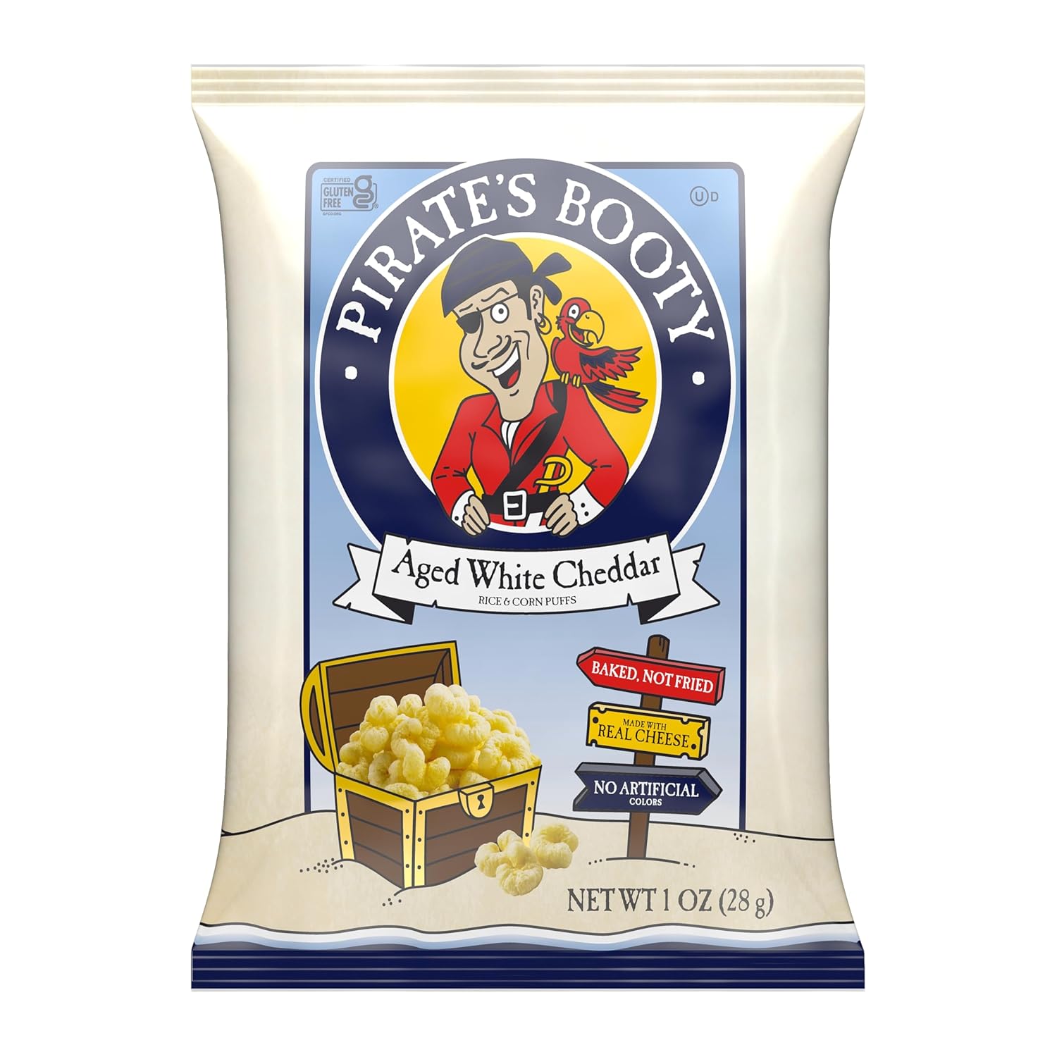 Pirate's Booty Cheddar Cheese Puffs – Fun Grandparent Gift Snack Sampler for First-Time Tasters, Gluten-Free 1 oz Bags, 6ct