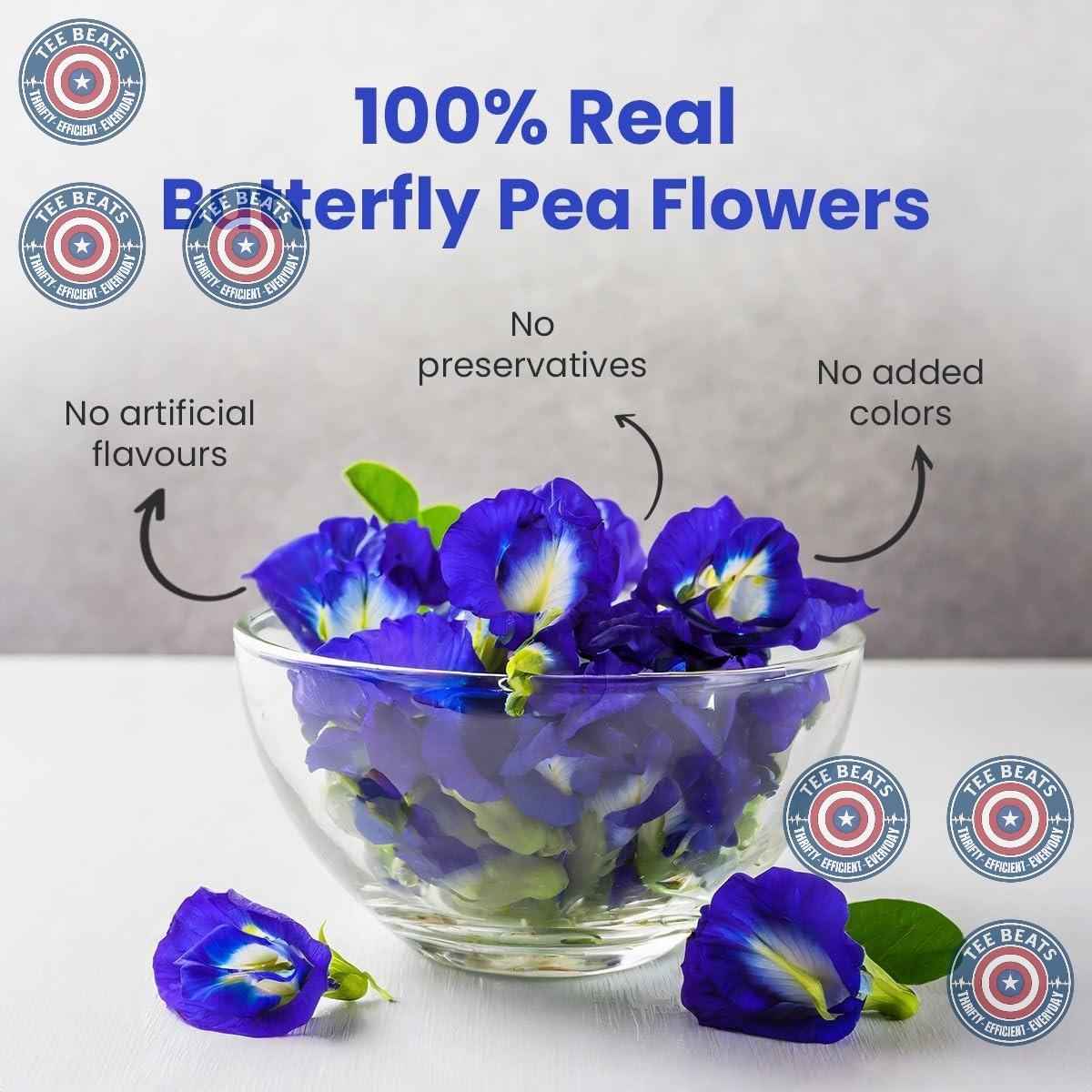 BLUE TEA Whole Flower Butterfly Pea Pyramid Sachets – Housewarming Gift for Her, Color-Changing Herbal Tea, 10 Bags