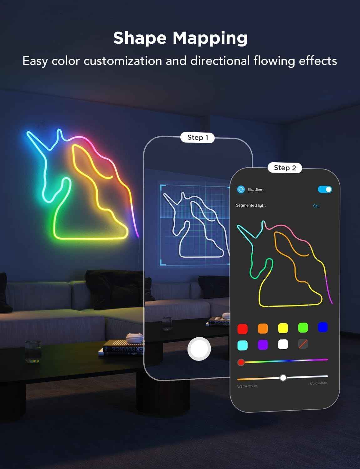 Govee Neon Rope Light Mounting Brackets – Bedroom Accent Wall Clips for H61D3 H61D5 H61D6, 20pcs White Holders for Cozy Ambient Lighting