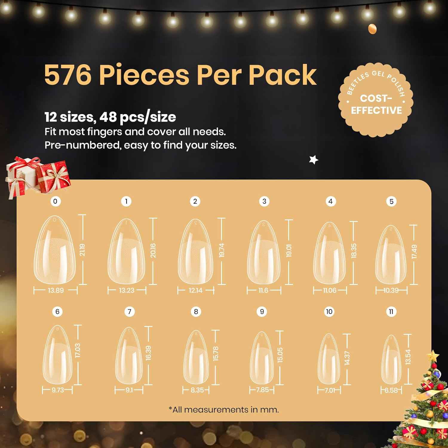 Beetles Gel Nail Tips 576Pcs Pre-shape Short Almond Etch-X Nail Tips – High-End Nail Enhancement Collection, Crafted Etch-X PMMA Tips for Refined At-Home Results