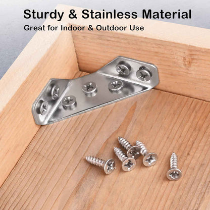 PlusRoc Stainless Steel Corner Brackets - Sturdy Support for Home Office Desks and Study Tables, Built for Focused Workspaces