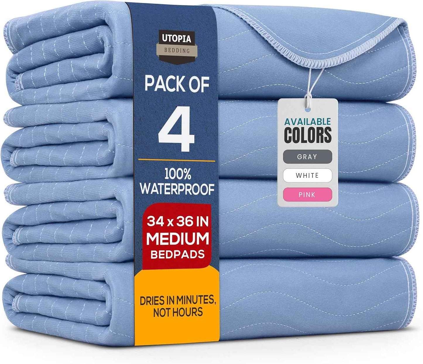 Utopia Bedding Reusable Incontinence Pads – Stress-Free Nighttime Care for Limited Mobility Adults, 34x36 Heavy Absorbency