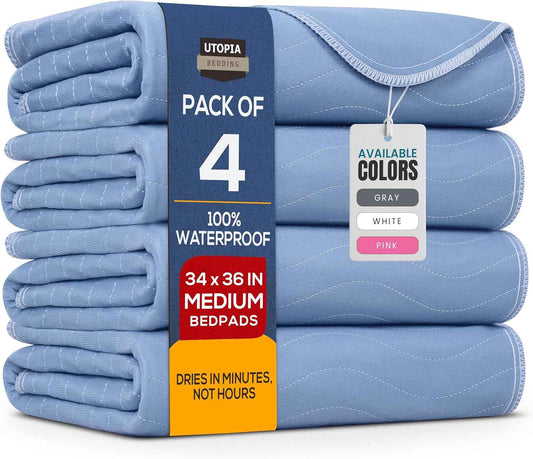 Utopia Bedding Reusable Incontinence Pads – Stress-Free Nighttime Care for Limited Mobility Adults, 34x36 Heavy Absorbency