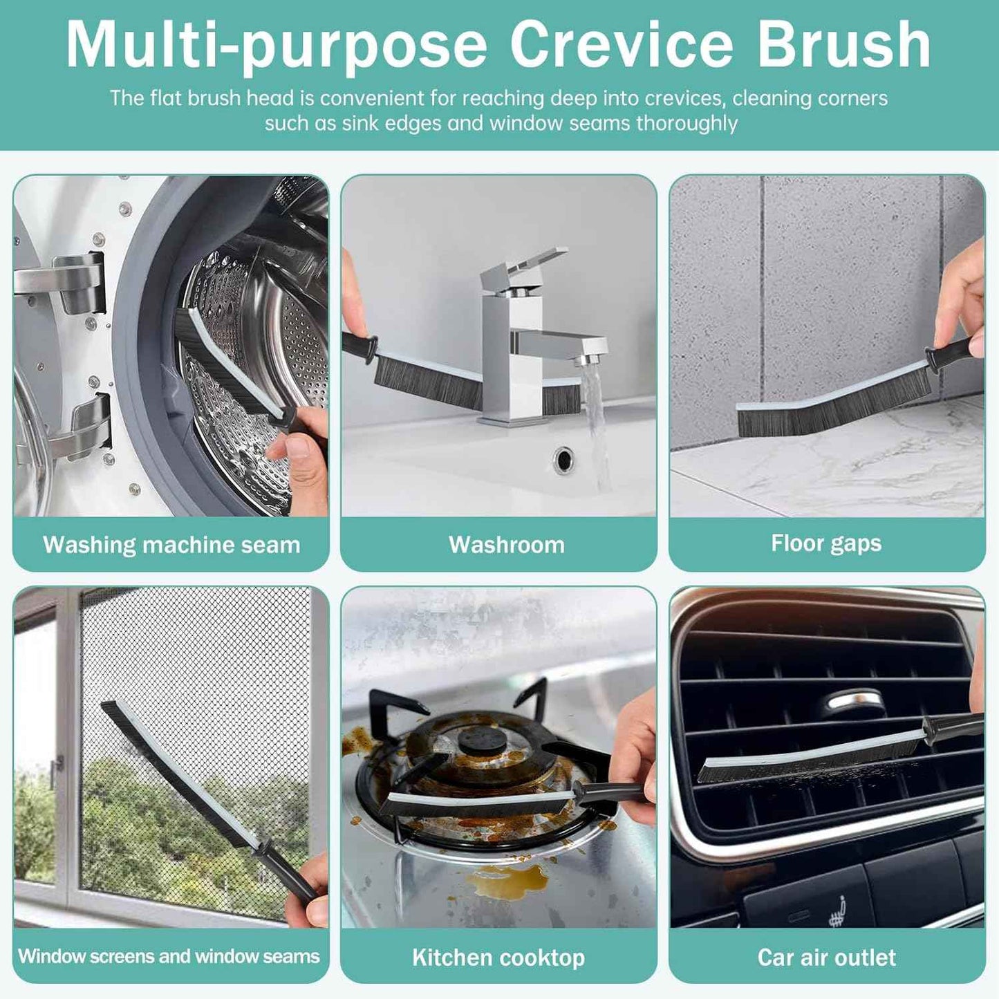 ECOZAY Crevice Cleaning Brush – Non-Scratch Hard-Bristle Tool Safe for Kids' Bathrooms and Pet Areas