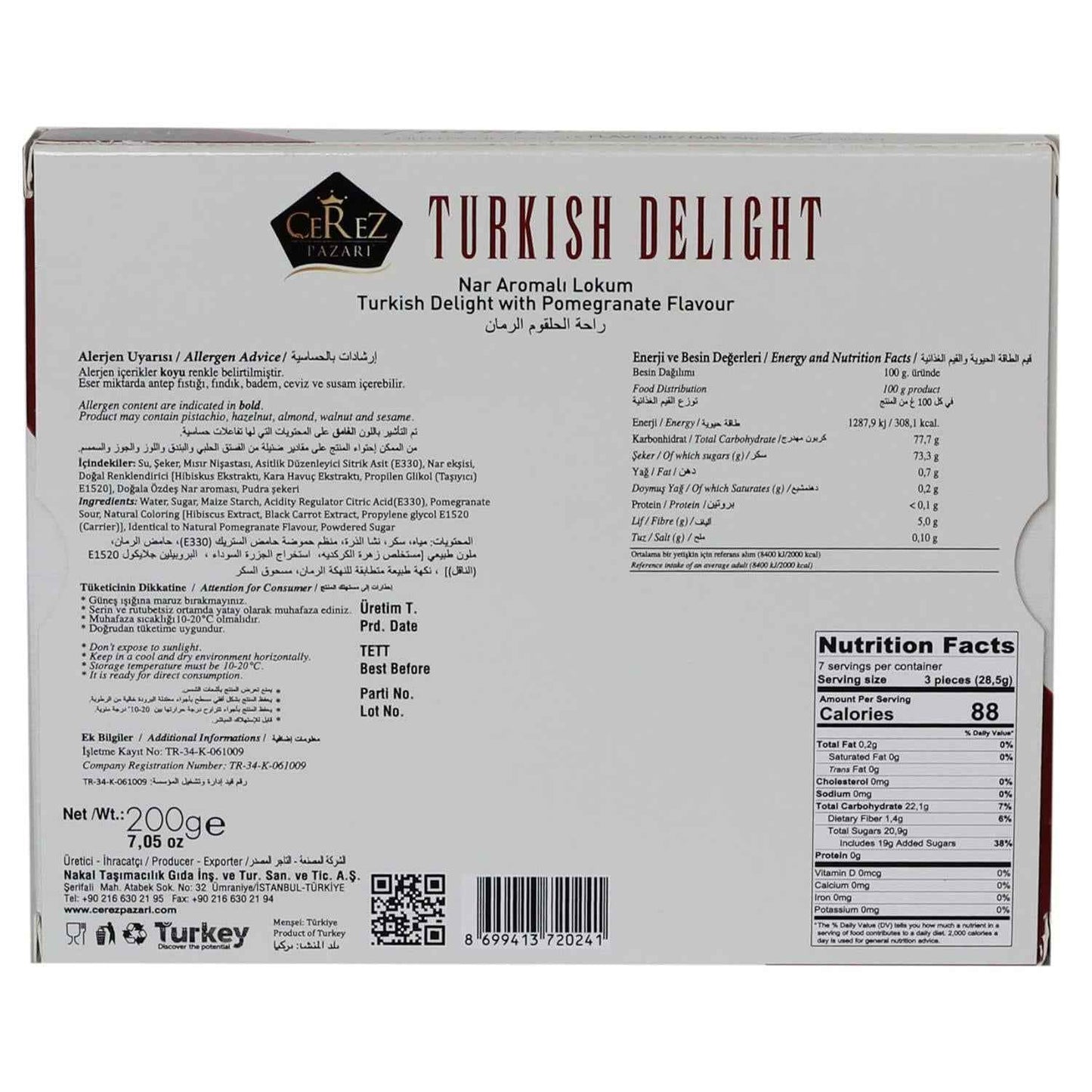 Cerez Pazari Gluten Free Lokum – Clean-Ingredient Pomegranate Candy for the Conscious Self-Care Evening
