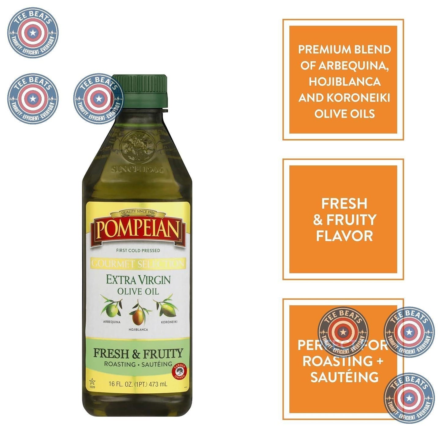 Pompeian Gourmet Selection Extra Virgin Olive Oil – Thoughtful Housewarming Gift, Premium Cold Pressed EVOO for New Homeowners