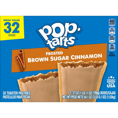 Pop-Tarts Frosted Brown Sugar Cinnamon Toaster Pastries – Family Pantry Staple Snack and Breakfast, 32 Count