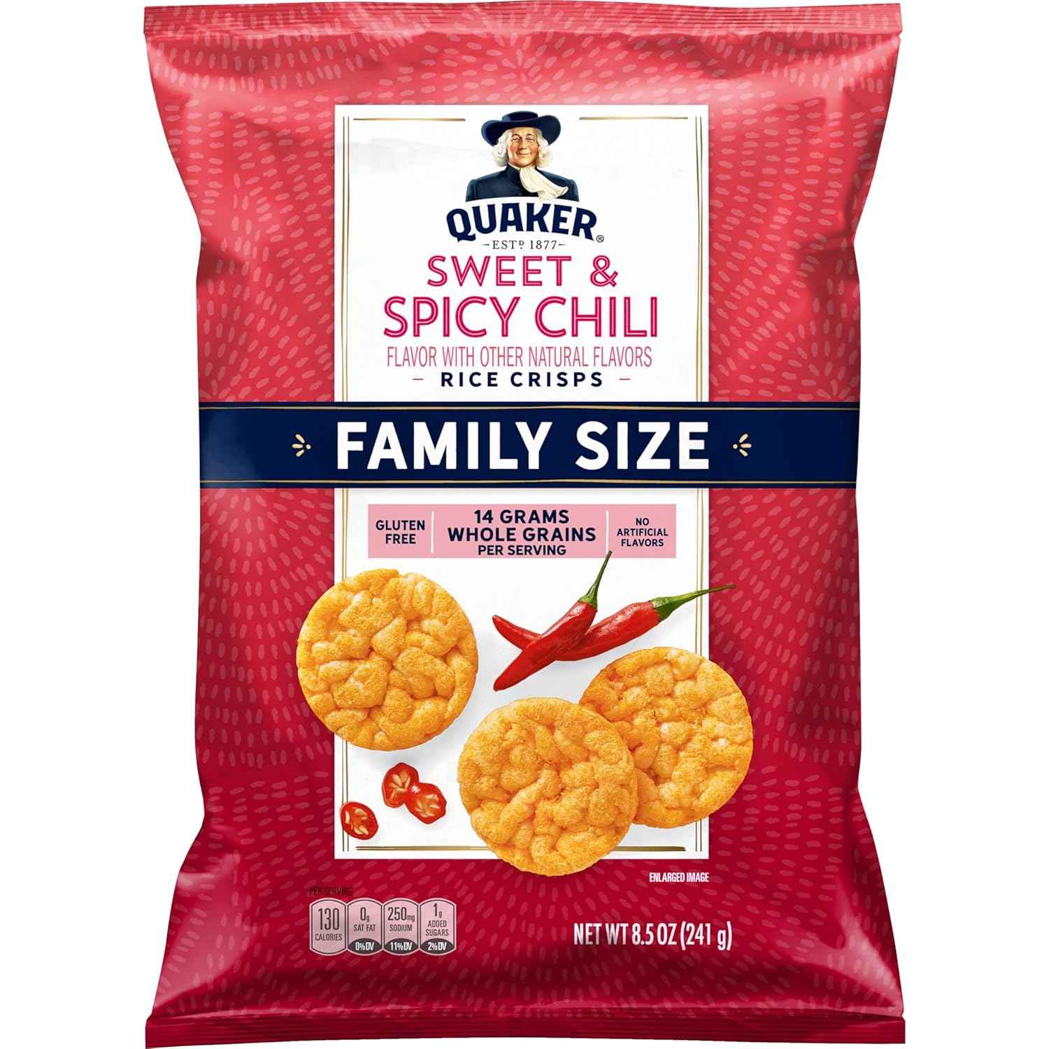 Quaker Rice Crisps Sweet & Spicy Chili – Desk-Side Crunch for Work-From-Home Focus, 8.5 oz Resealable Bag