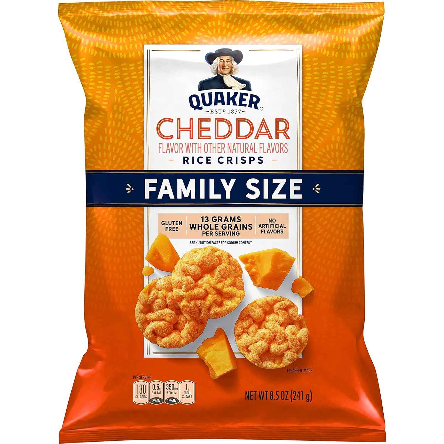 Quaker Rice Crisps Cheddar – Office Desk Snack to Beat the 3 PM Crash, 8.5 oz