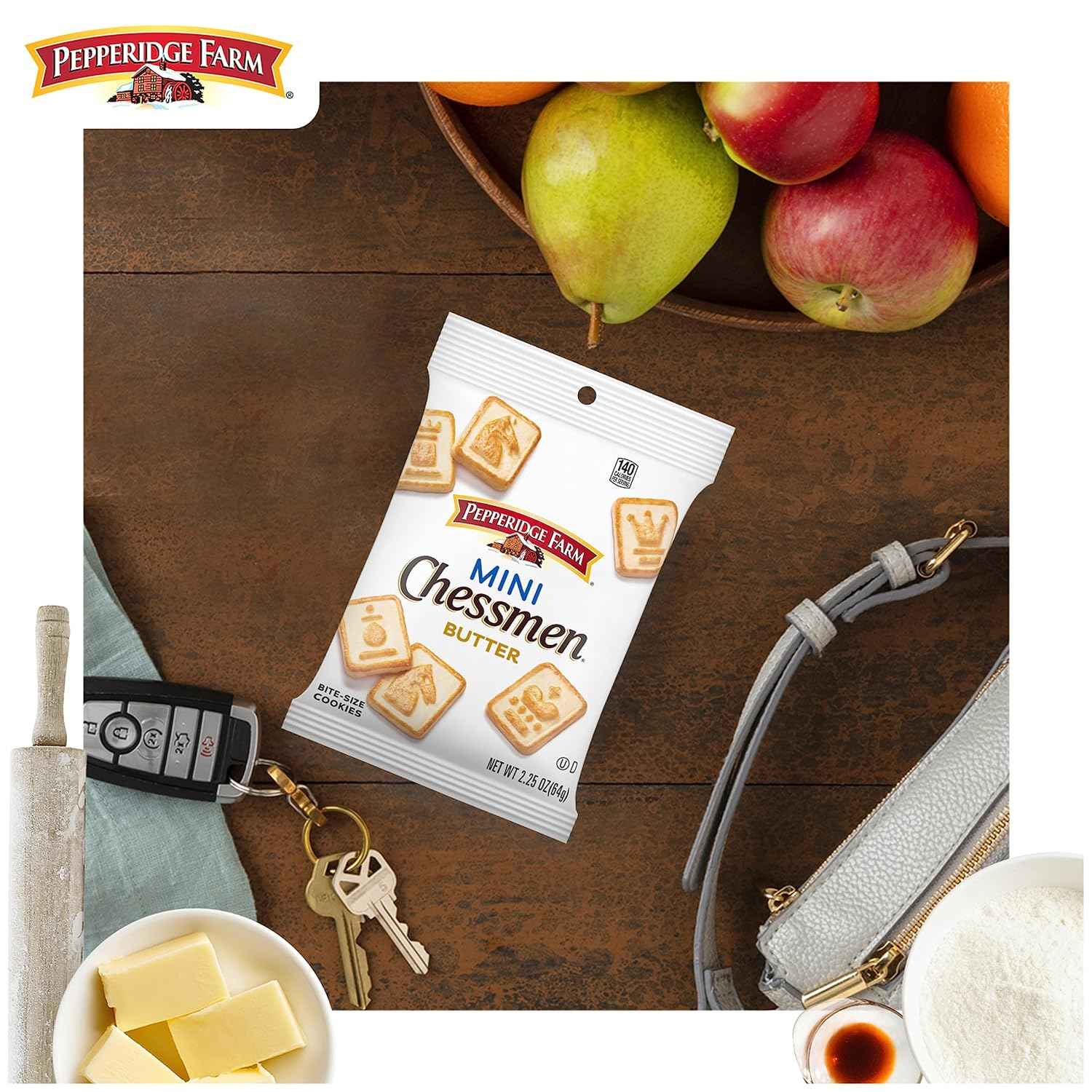 Pepperidge Farm Chessmen Minis Butter Cookies, 8 Snack Packs – Simple Pre-Portioned Cookies for Clean Pantry and Desk Drawer