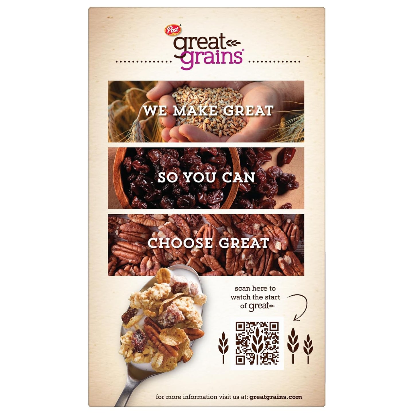 Post Great Grains Raisins Dates Pecans Cereal – Quick Whole Grain Breakfast for Busy Office Mornings, 16 oz Box