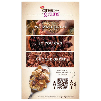 Post Great Grains Raisins Dates Pecans Cereal – Quick Whole Grain Breakfast for Busy Office Mornings, 16 oz Box