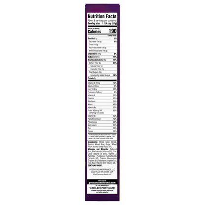 Post Raisin Bran Cereal – Quick Fiber-Rich Breakfast Fuel for Busy Workdays, 16.6 oz