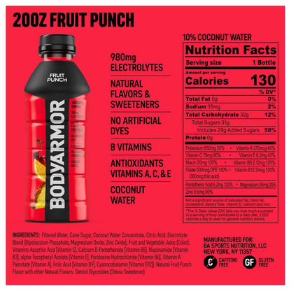 BODYARMOR Sports Beverage – On-the-Go Hydration for Biking and Outdoor Adventures, Real Coconut Water Electrolytes