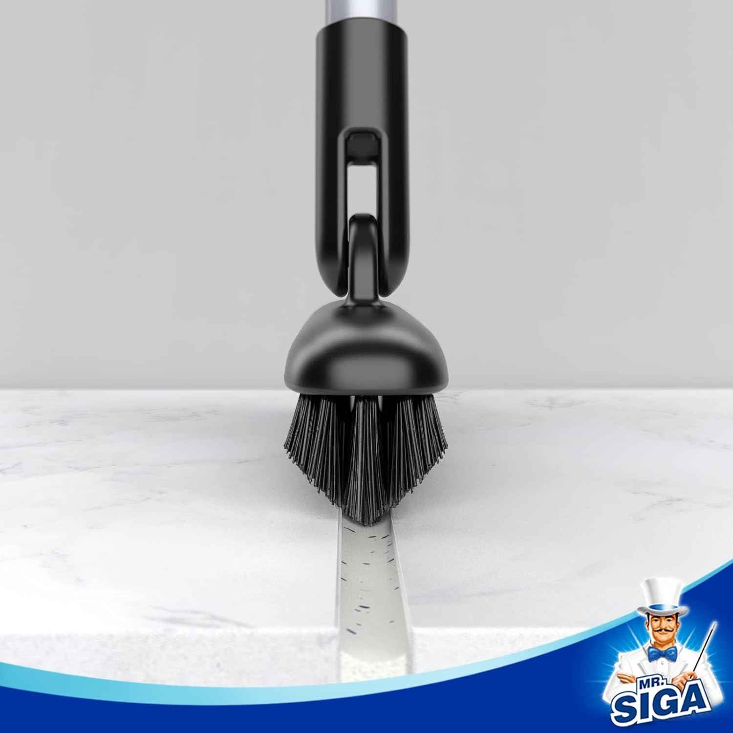 MR.SIGA Heavy Duty Grout Scrub Brush with Long Handle – Outdoor Pool Deck and Patio Tile Scrubber