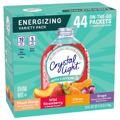 Crystal Light Energizing Powdered Drink Mix – Mid-Day Focus Companion for Remote Workers and Commuters, 44 ct