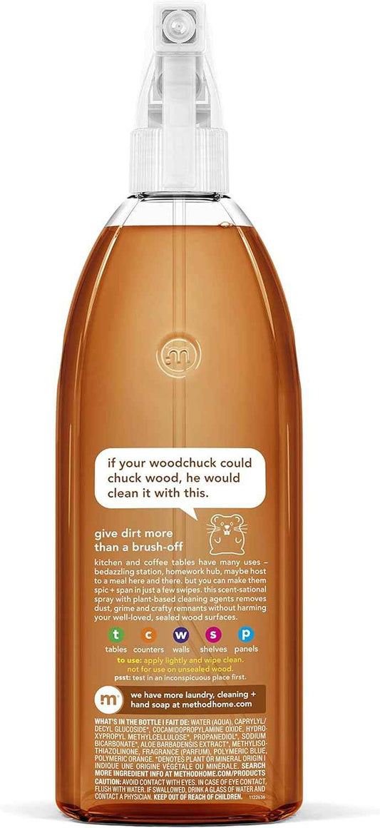 Method Daily Wood Cleaner Almond – Non-Toxic Daily Spray Safe for Kids and Pets in the Playroom