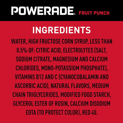 Powerade Fruit Punch – Kid-Friendly Electrolyte Drink for Lunch Boxes and Youth Sports, 20oz 8 Pack