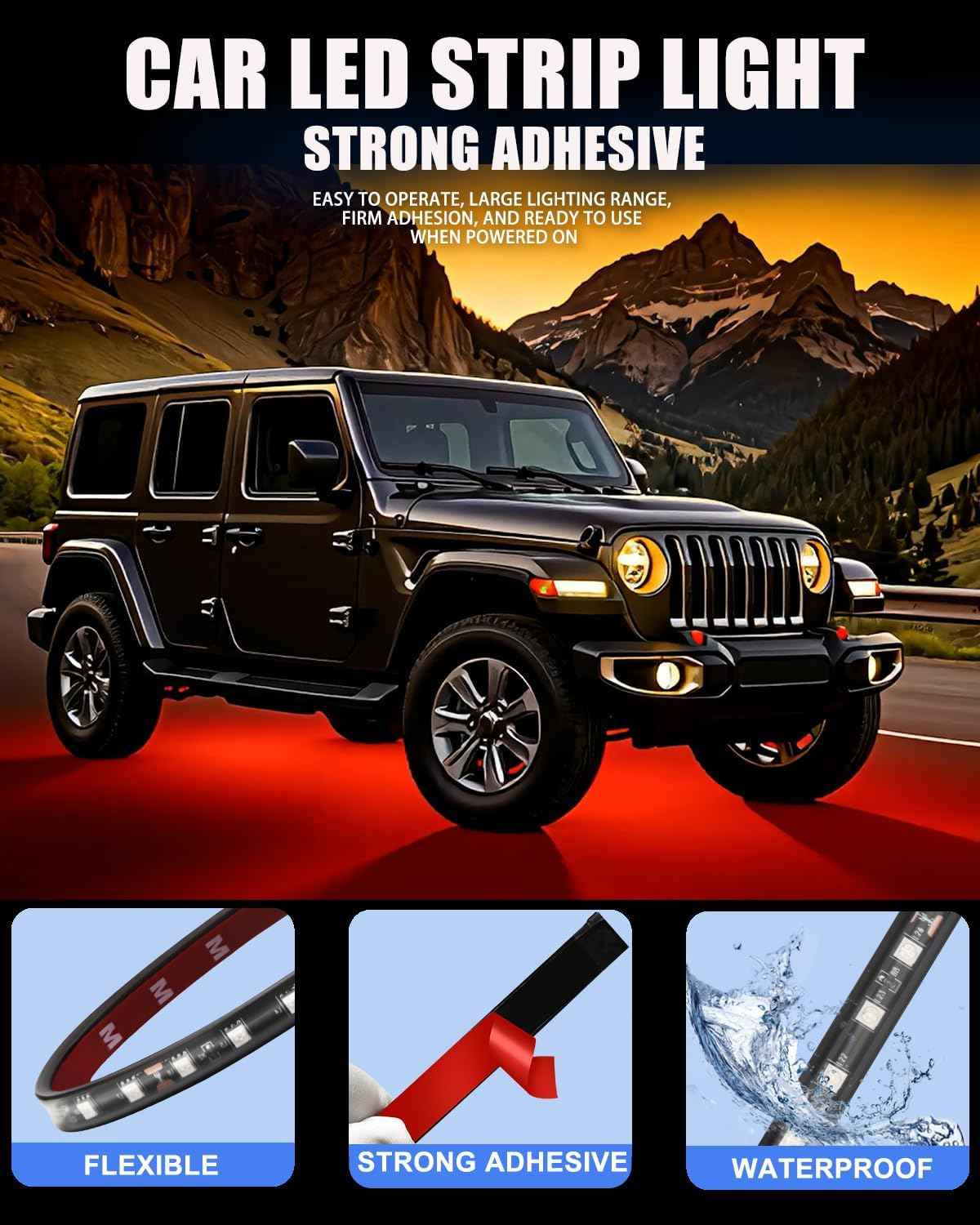 Keiurot 12V LED Light Strip – Birthday Gift for Car & Truck Modders, 7 Color 4-Pack