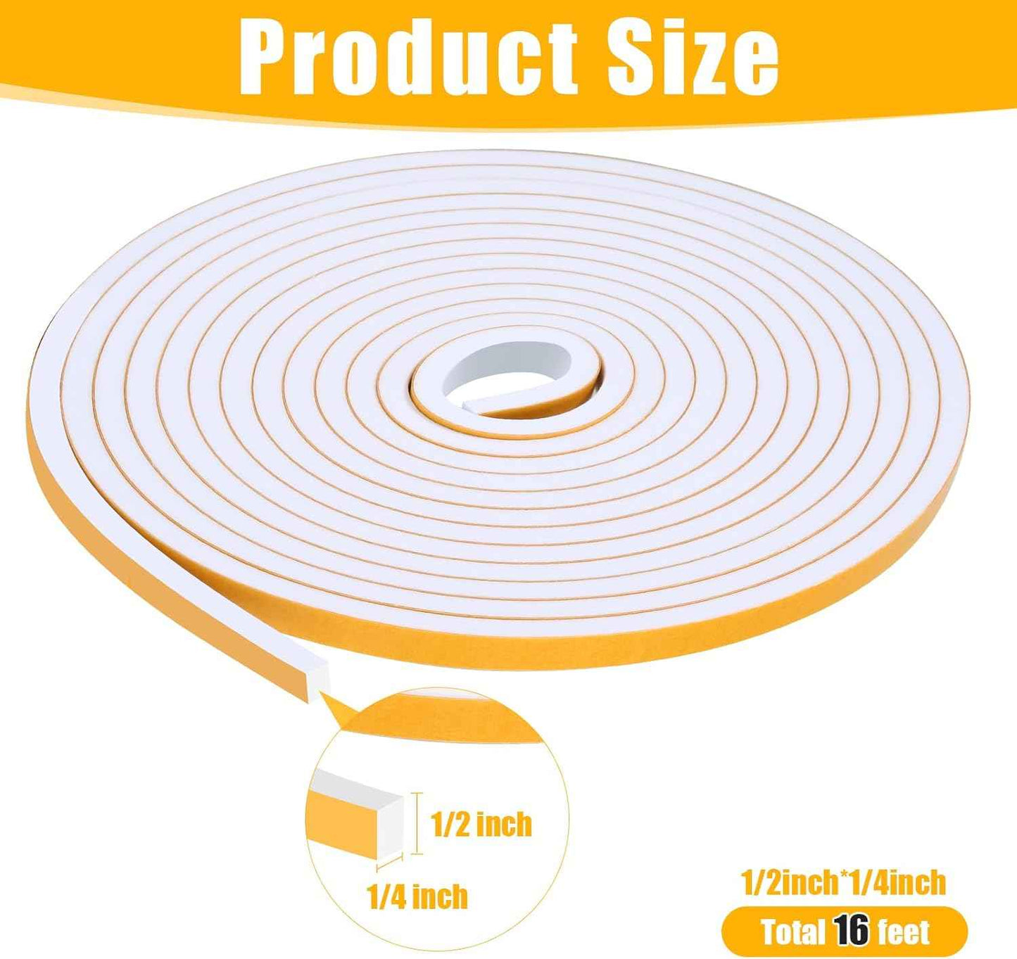 Fowong Weather Stripping Seal – Simple Peel-and-Stick Foam Tape for Clutter-Free Homes, 16ft Neutral Color Insulation