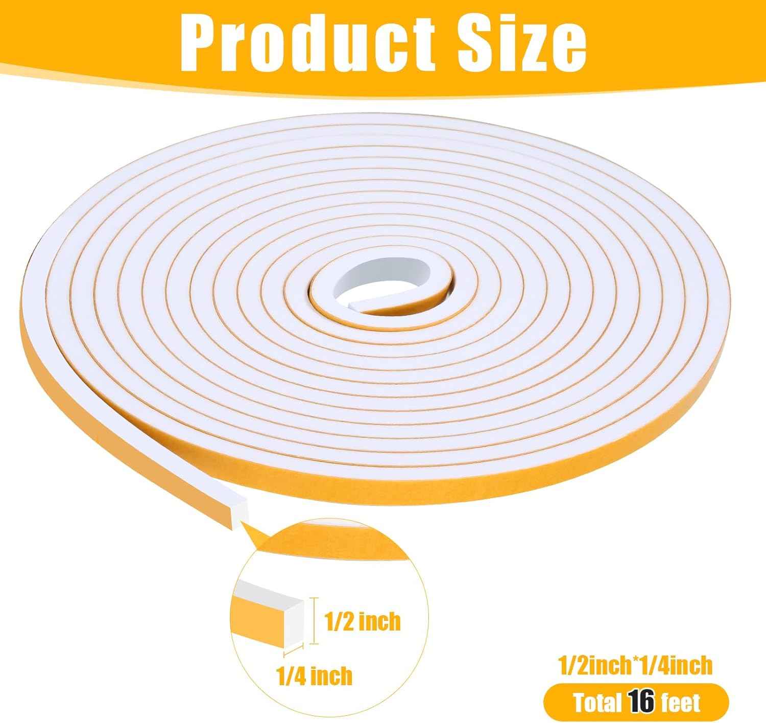 Fowong Weather Stripping Seal – Simple Peel-and-Stick Foam Tape for Clutter-Free Homes, 16ft Neutral Color Insulation