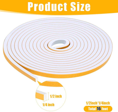Fowong Weather Stripping Seal – Simple Peel-and-Stick Foam Tape for Clutter-Free Homes, 16ft Neutral Color Insulation
