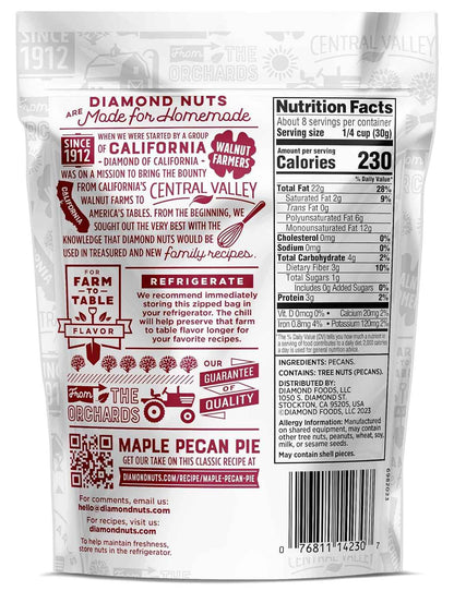 Diamond of California Chopped Pecans – Gourmet Hostess Gift for Holiday Baking, Premium Pantry Addition for Cheese Board Lovers