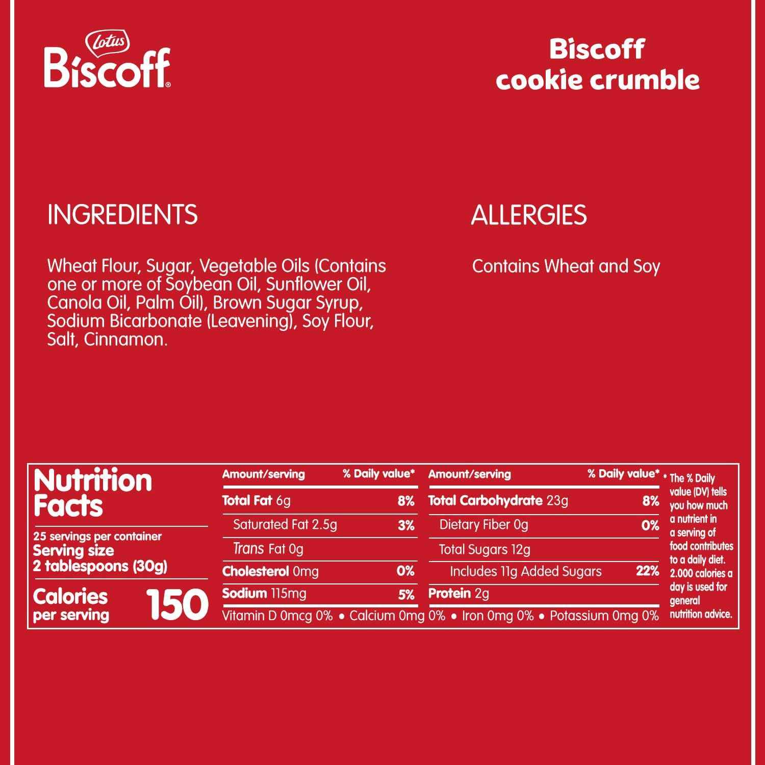 Lotus Biscoff Crumble - Pre-Crumbled Caramel Cookie Pieces for Fast Home Baker Prep and Efficient Dessert Stations, 1.65 lb