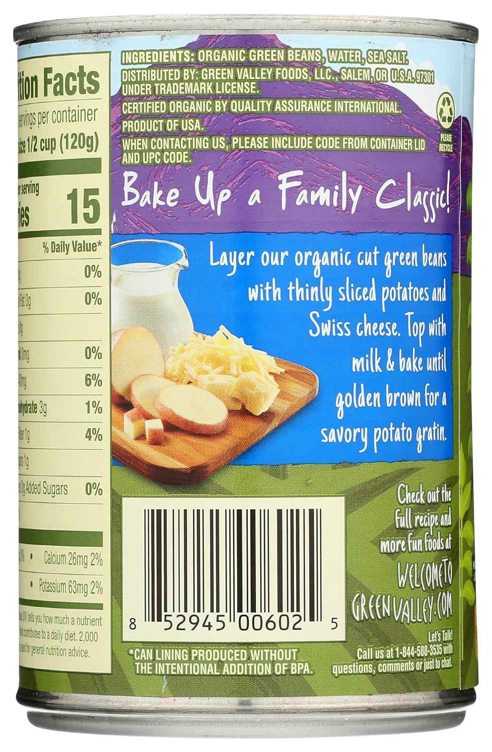 Green Valley Organic Cut Green Beans – Clean-Ingredient Pantry Staple for Health-Minded Home Cooks, Quick Heated Side Dish