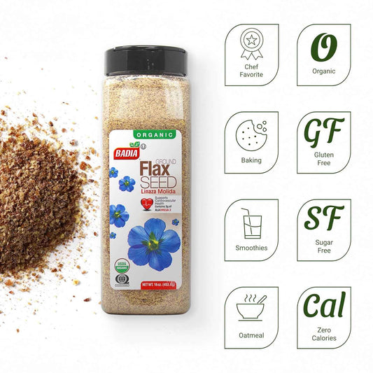 Badia Organic Ground Flax Seed, 16 oz – Hormone Balance and Hot Flash Relief Fiber Supplement for Women in Perimenopause and Menopause