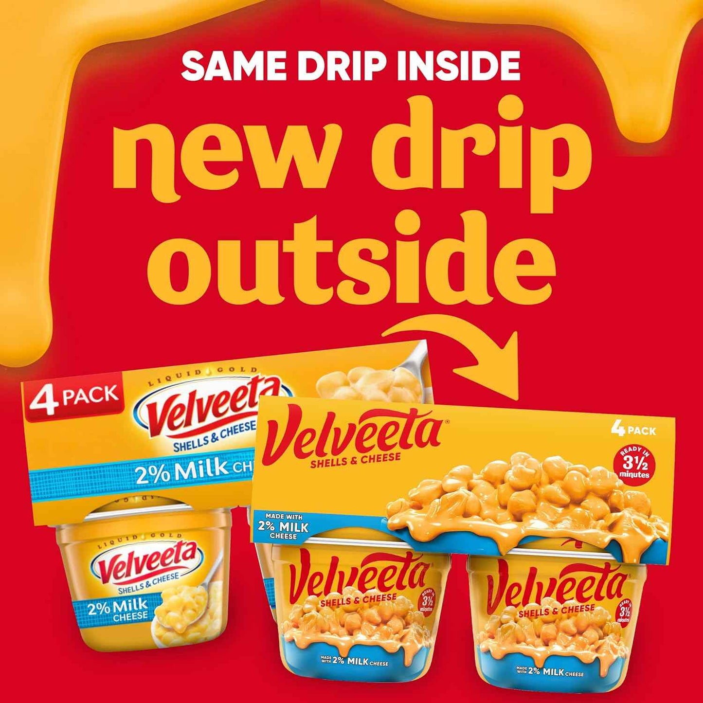 Velveeta Shells & Cheese Microwaveable Shell Pasta – Quick Study Snack for College Students, Ready in 3.5 Minutes, 4 ct of 2.19 oz Cups