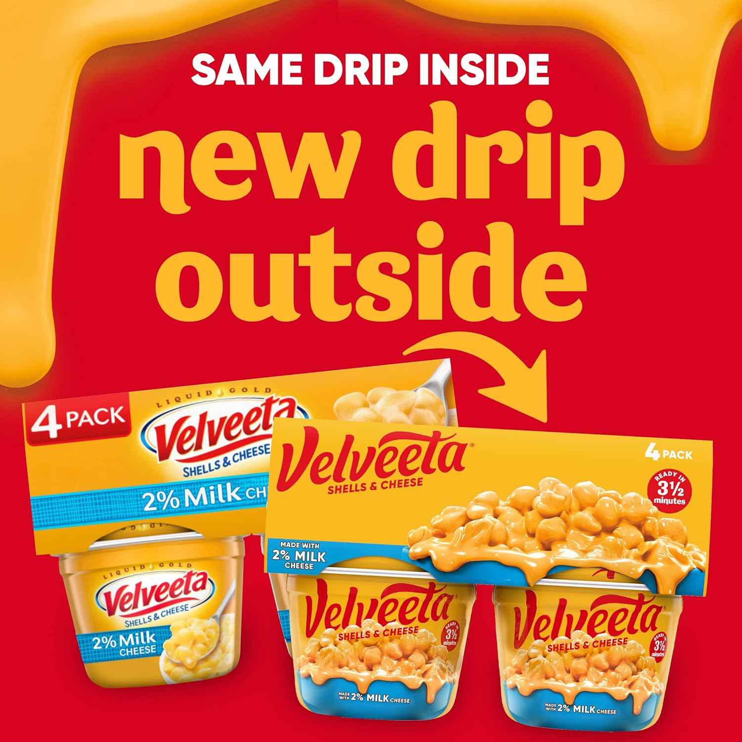 Velveeta Shells & Cheese Microwaveable Shell Pasta – Quick Study Snack for College Students, Ready in 3.5 Minutes, 4 ct of 2.19 oz Cups