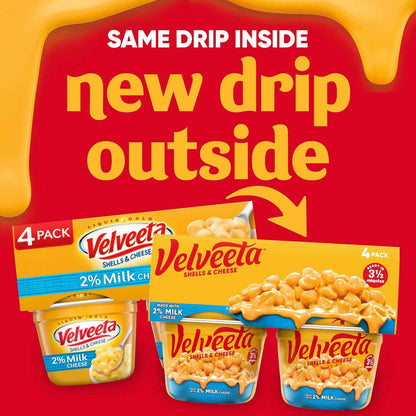Velveeta Shells & Cheese Microwaveable Shell Pasta – Quick Study Snack for College Students, Ready in 3.5 Minutes, 4 ct of 2.19 oz Cups