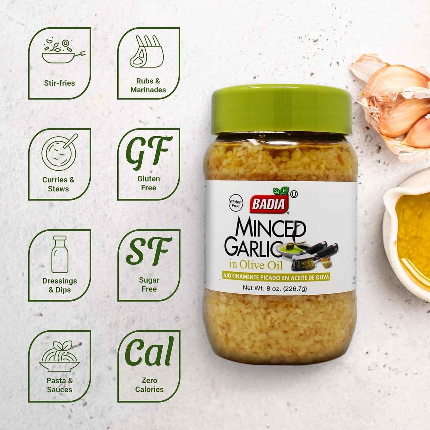 Badia Pre-Minced Garlic in Olive Oil – Compact Camping Seasoning for Outdoor Grill Stations