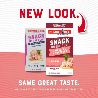 Bumble Bee Snack On The Run Ham Salad with Crackers - Quick Protein Break for Commutes and Midday Focus