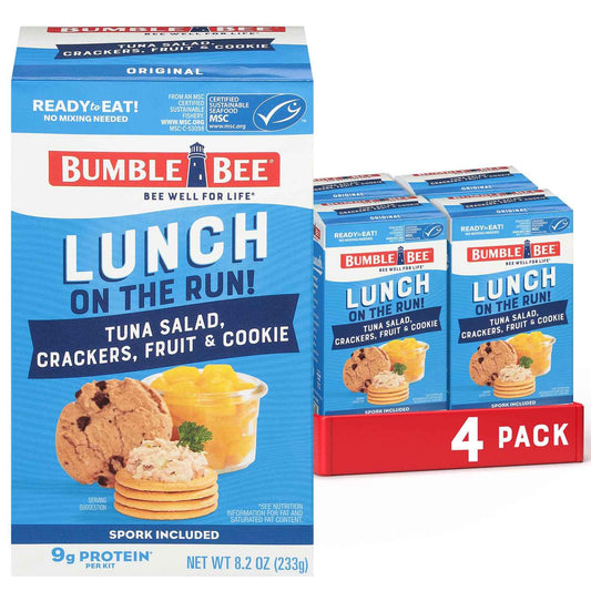 Bumble Bee Wild Caught Tuna Kit for Road Trip and Hotel Stay, No Cooler Needed Protein Lunch in Compact Box