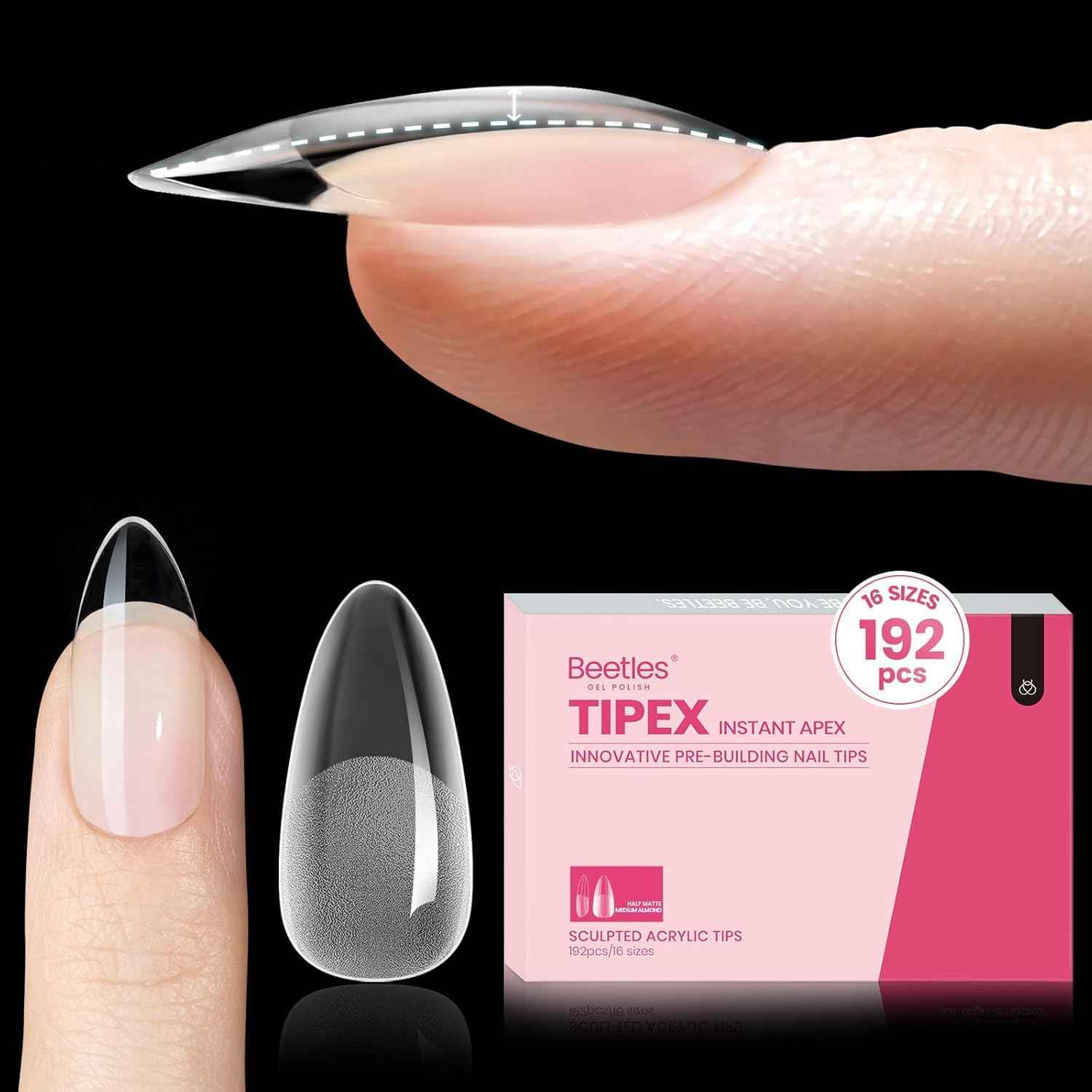Beetles Pre-Sculpted Apex Nail Tips – Luxury Gift-Ready Nail Kit, 16 Sizes and Salon Finish Without the Salon Bill