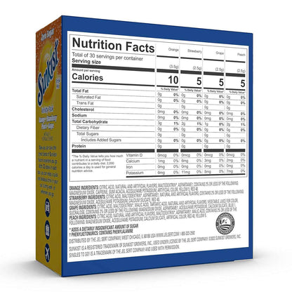 Sunkist Sugar-Free Drink Mix Sticks for Fitness Routines and Daily Wellness – Caffeine-Free Flavored Water Variety