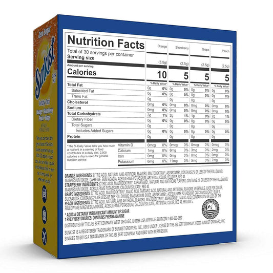 Sunkist Sugar-Free Drink Mix Sticks for Fitness Routines and Daily Wellness – Caffeine-Free Flavored Water Variety