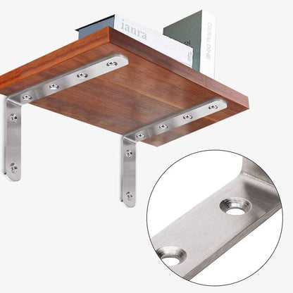 YUMORE L Bracket – Clean Line Stainless Steel Corner Brace for Uncluttered Floating Shelves, Brushed Nickel, 4 Pack